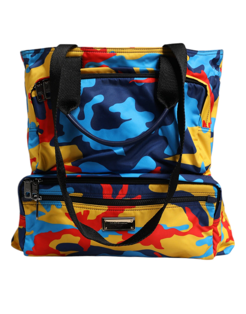 Multicolor Camouflage Nylon Shopping Tote Bag-Dolce & Gabbana-LabelTerrace.com