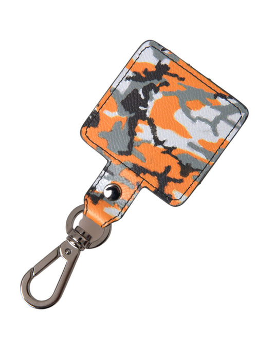 Multicolor Camouflage Print Leather Metal Airpods Case-Dolce & Gabbana-LabelTerrace.com