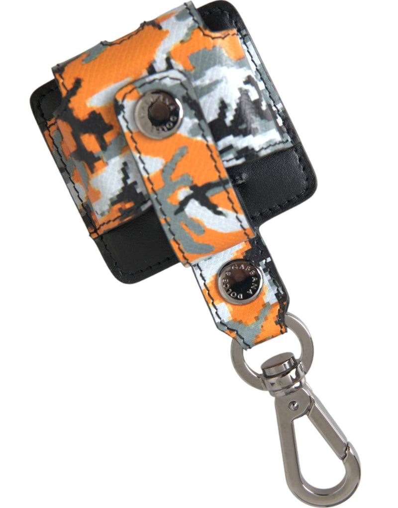 Multicolor Camouflage Print Leather Metal Airpods Case-Dolce & Gabbana-LabelTerrace.com