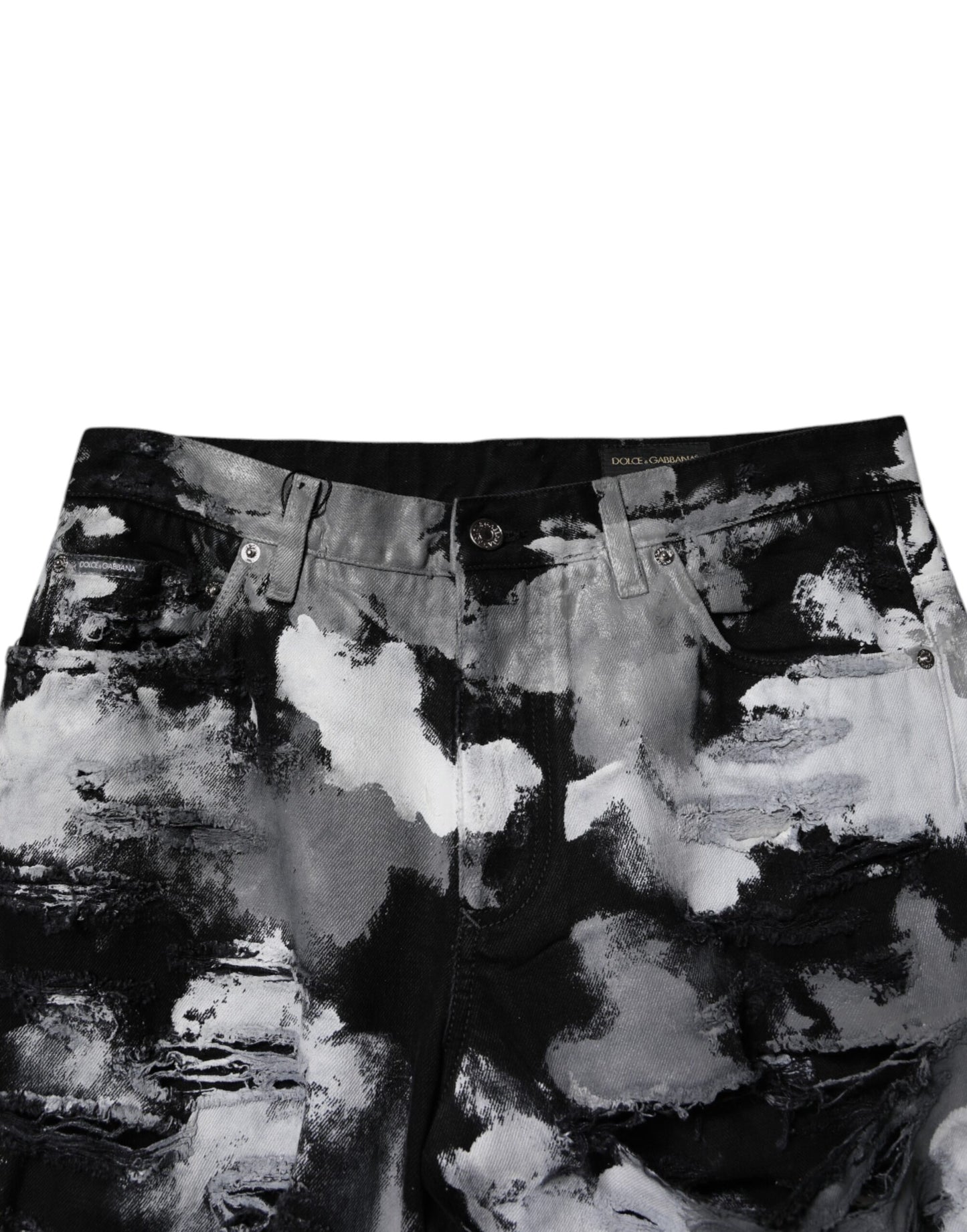 Multicolor Camouflage Tattered Skinny Denim Jeans-Dolce & Gabbana-LabelTerrace.com