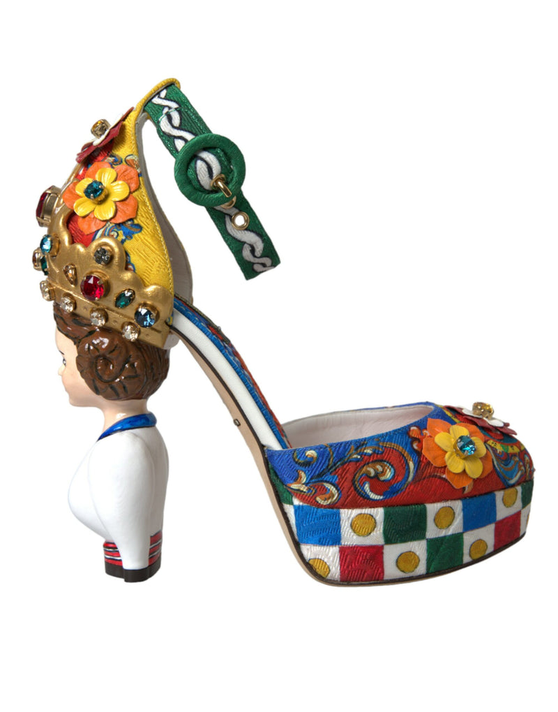 Multicolor Carretto Embellished Sandals Shoes-Dolce & Gabbana-LabelTerrace.com