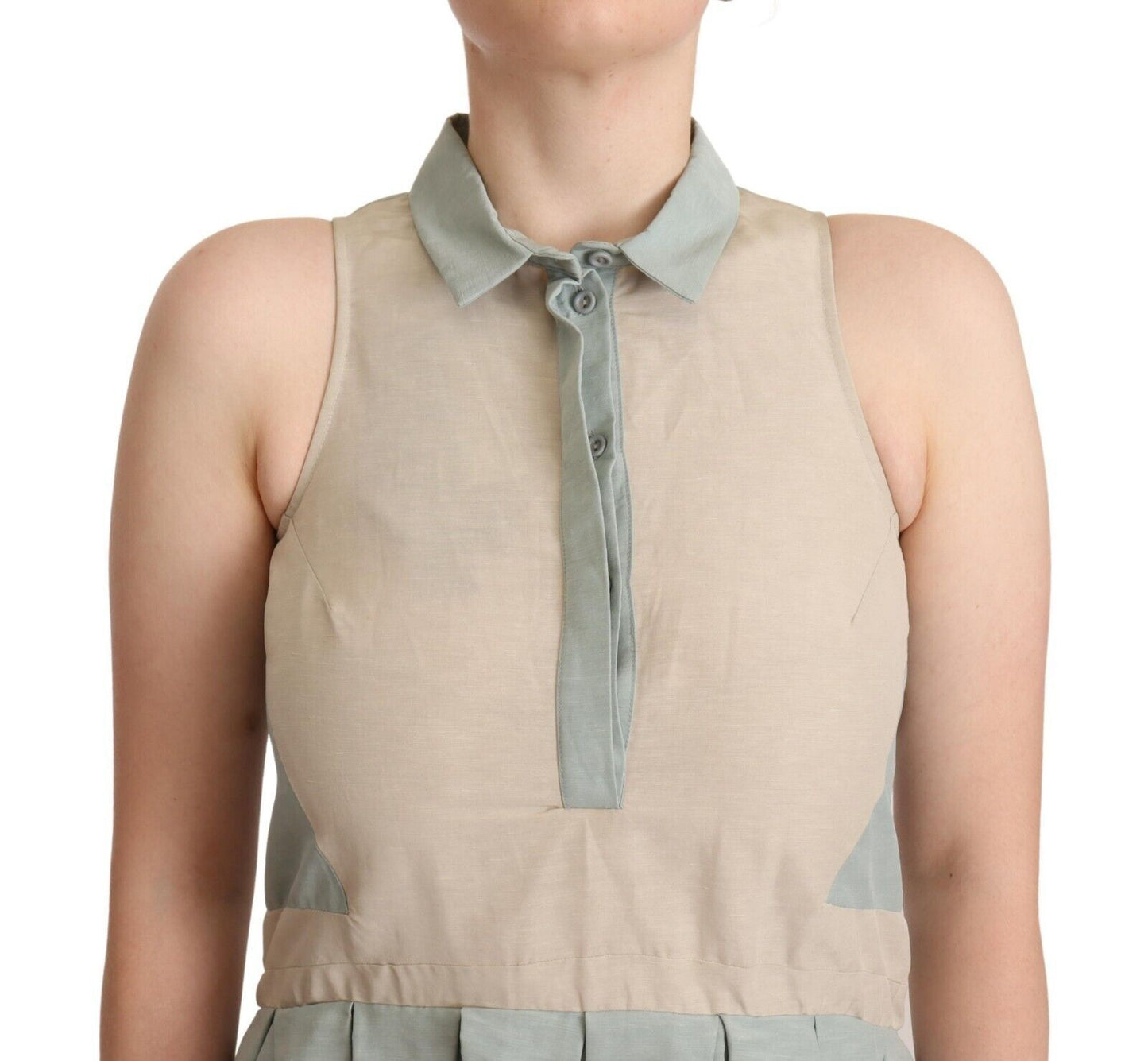 Multicolor Collared Sleeveless Sheath Dress-Comeforbreakfast-LabelTerrace.com