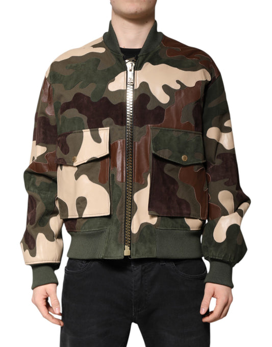 Multicolor Cotton Bomber Full Zip Jacket-Dolce & Gabbana-LabelTerrace.com
