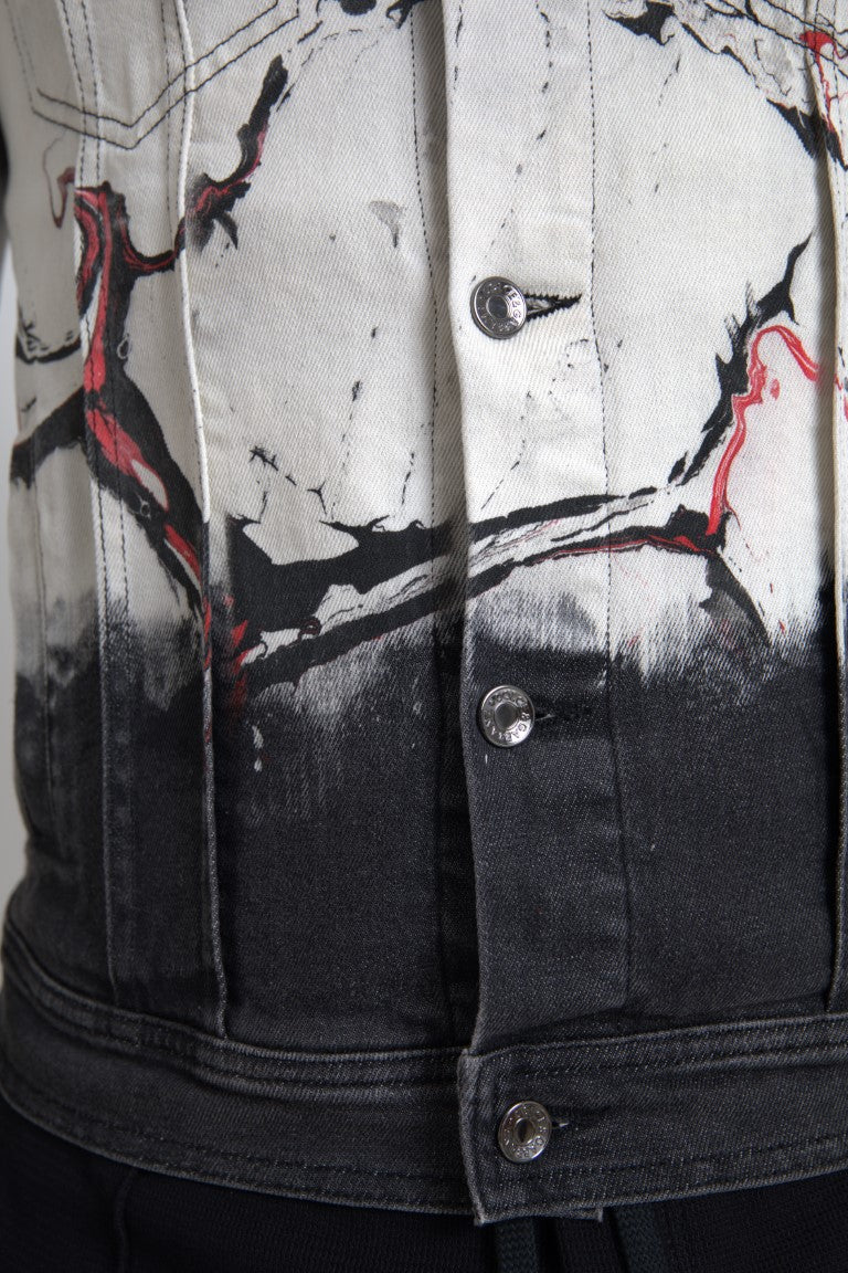 Multicolor Cotton Collared Denim Jacket-Dolce & Gabbana-LabelTerrace.com