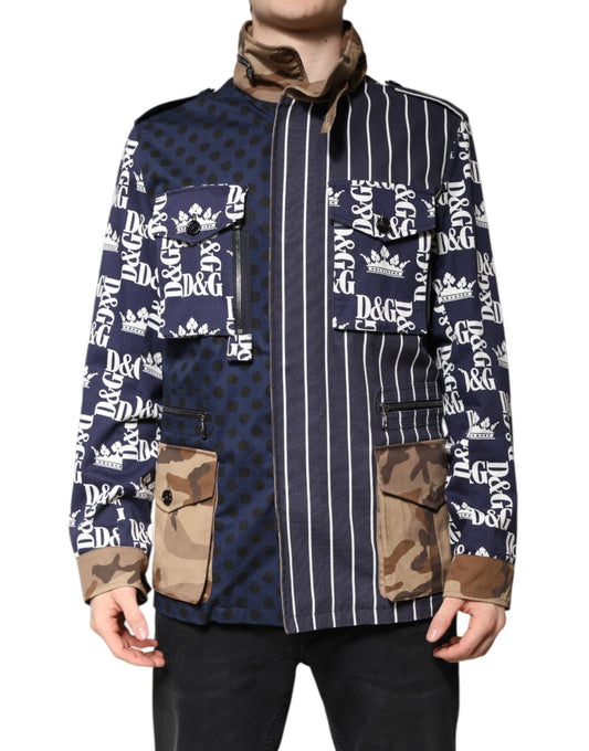 Multicolor Cotton Logo Patchwork Coat Jacket-Dolce & Gabbana-LabelTerrace.com