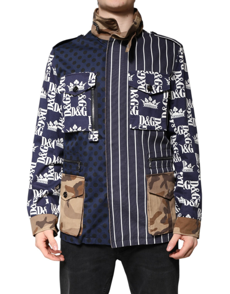 Multicolor Cotton Logo Patchwork Coat Jacket-Dolce & Gabbana-LabelTerrace.com