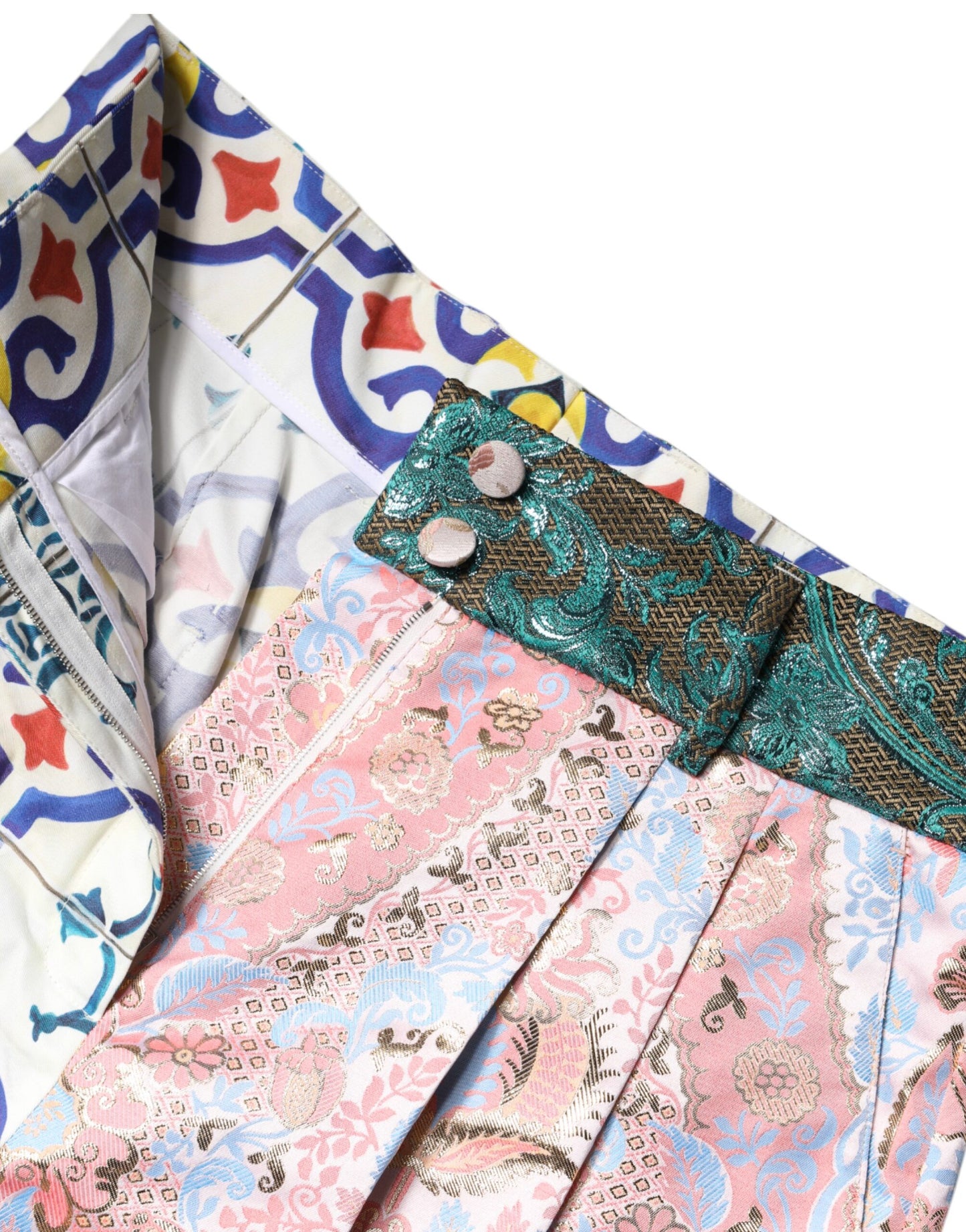 Multicolor Cotton Patchwork Hot Pants Shorts-Dolce & Gabbana-LabelTerrace.com