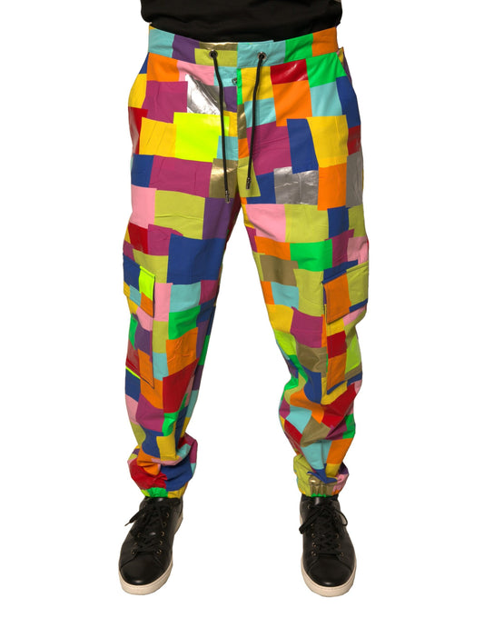 Multicolor Cotton Patchwork Men Cargo Pants-Dolce & Gabbana-LabelTerrace.com