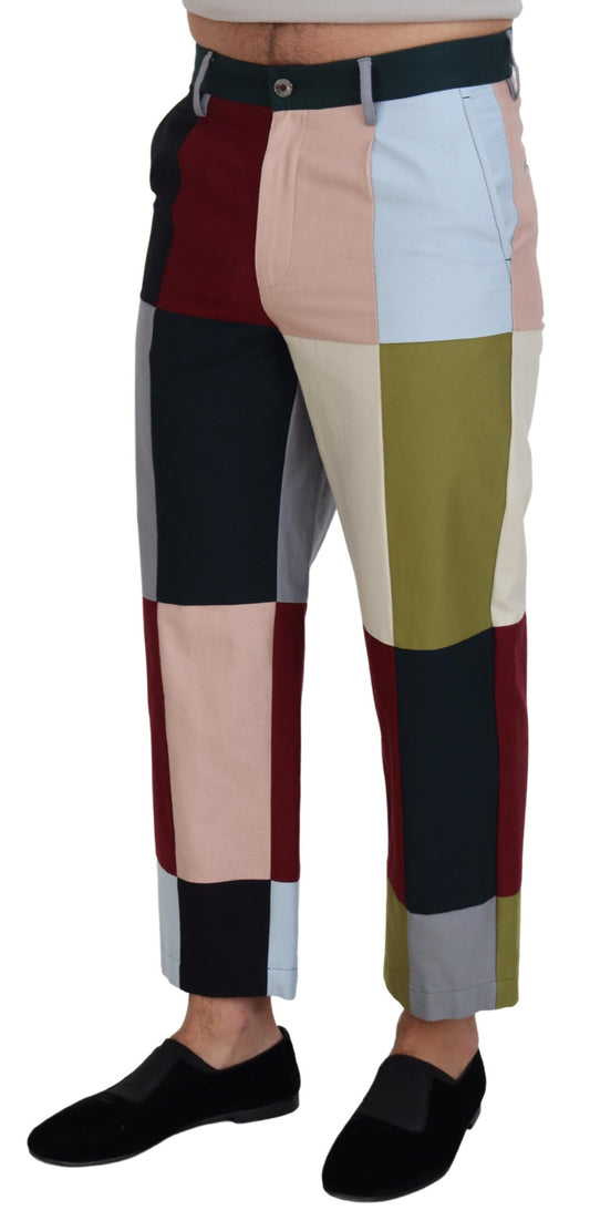 Multicolor Cotton Patchwork Pants-Dolce & Gabbana-LabelTerrace.com
