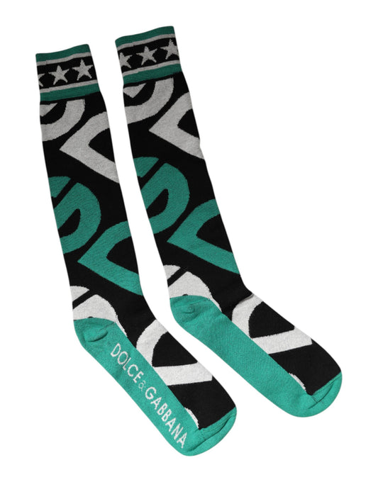 Multicolor Cotton Stretch Over Calf Socks-Dolce & Gabbana-LabelTerrace.com