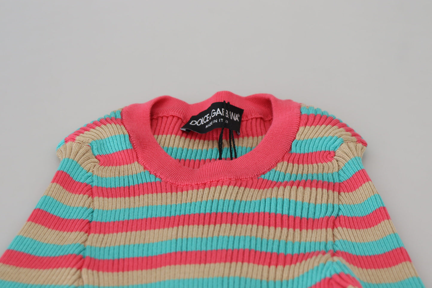 Multicolor Crewneck Pullover Silk Sweater-Dolce & Gabbana-LabelTerrace.com