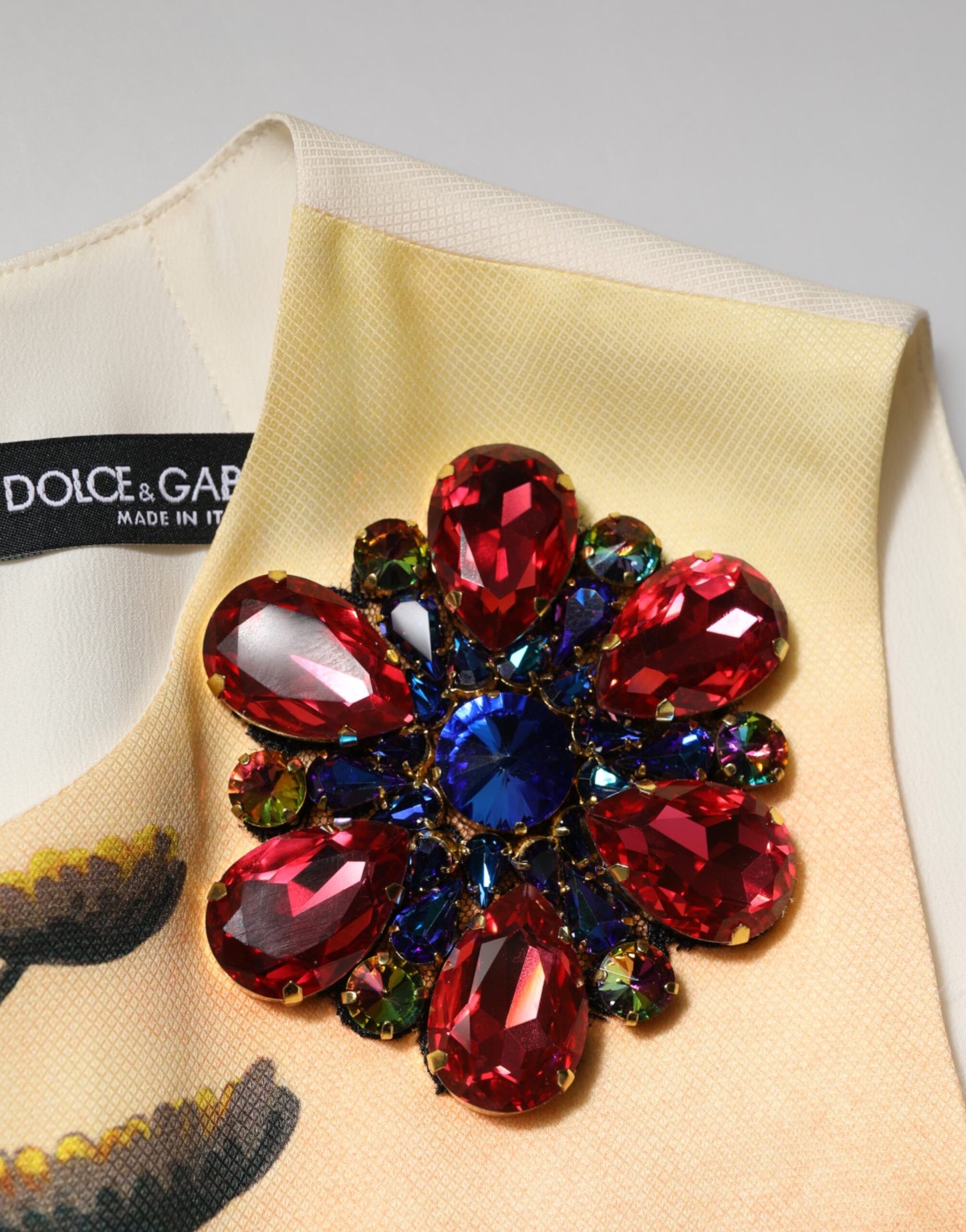 Multicolor Crystal Embellished A-line Mini Dress-Dolce & Gabbana-LabelTerrace.com