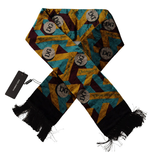Multicolor DG Logo Print Shawl Wrap Fringe Scarf-Dolce & Gabbana-LabelTerrace.com