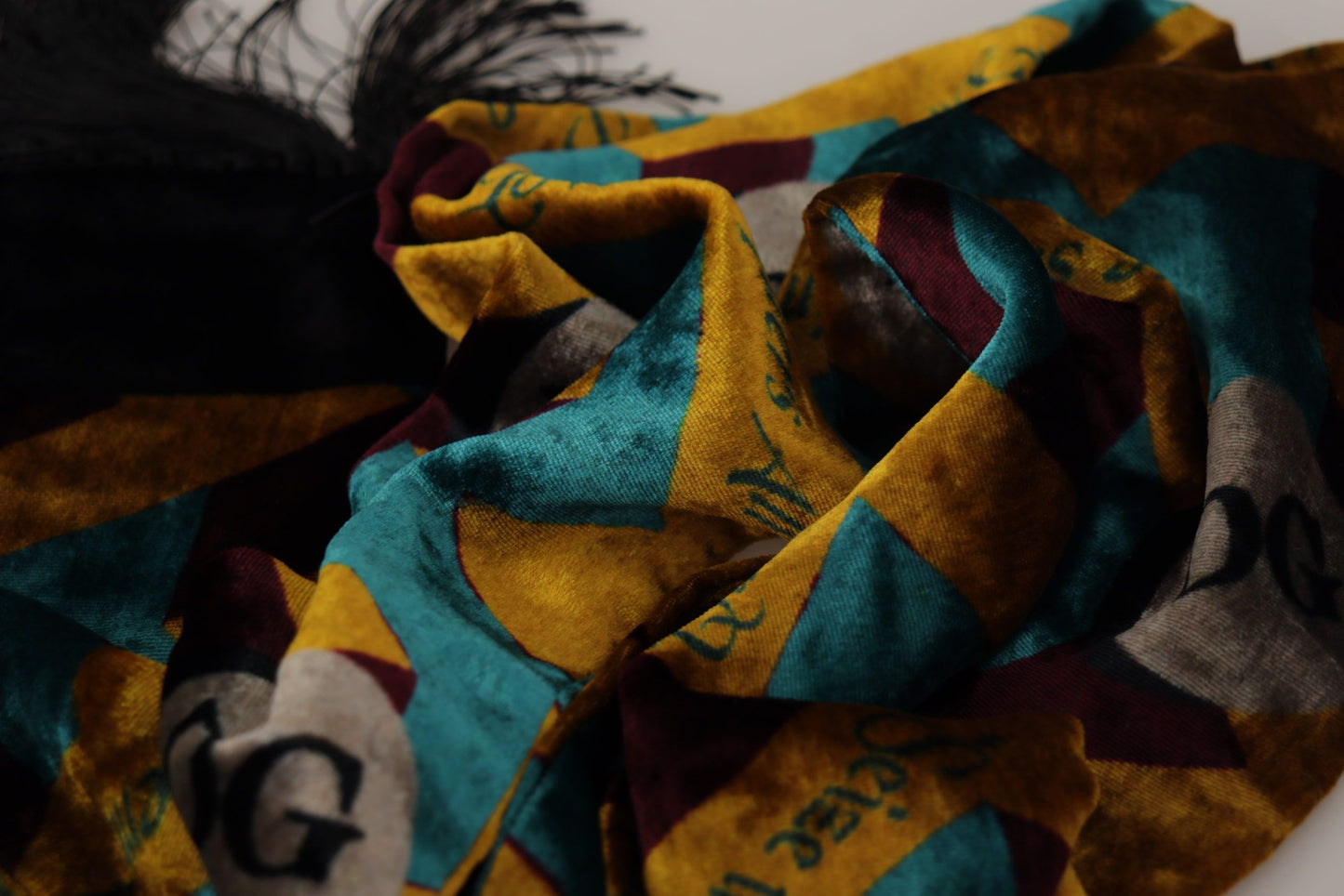 Multicolor DG Logo Print Shawl Wrap Fringe Scarf-Dolce & Gabbana-LabelTerrace.com