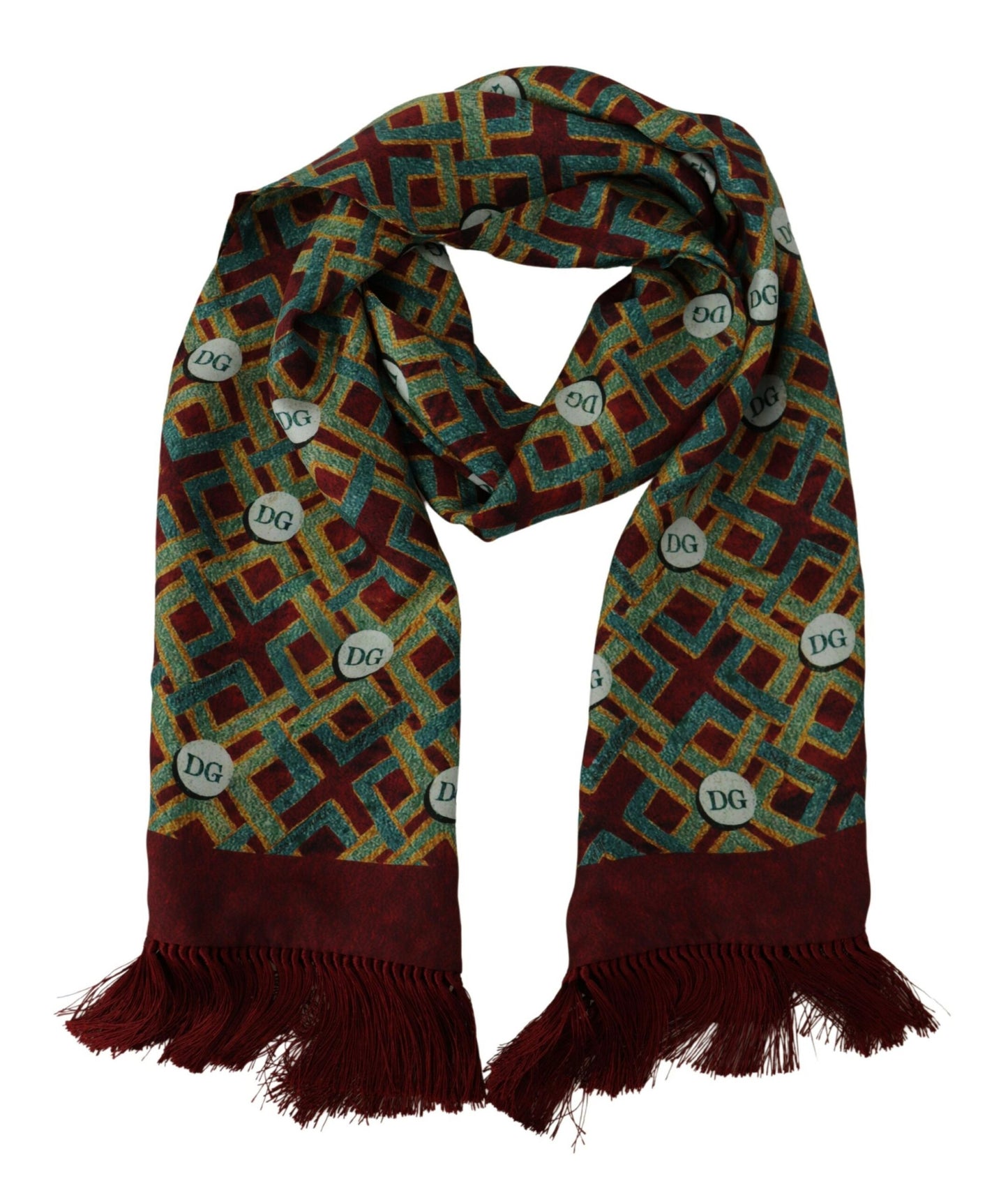 Multicolor DG Logo Shawl Warm Neck Wrap Fringe Scarf-Dolce & Gabbana-LabelTerrace.com