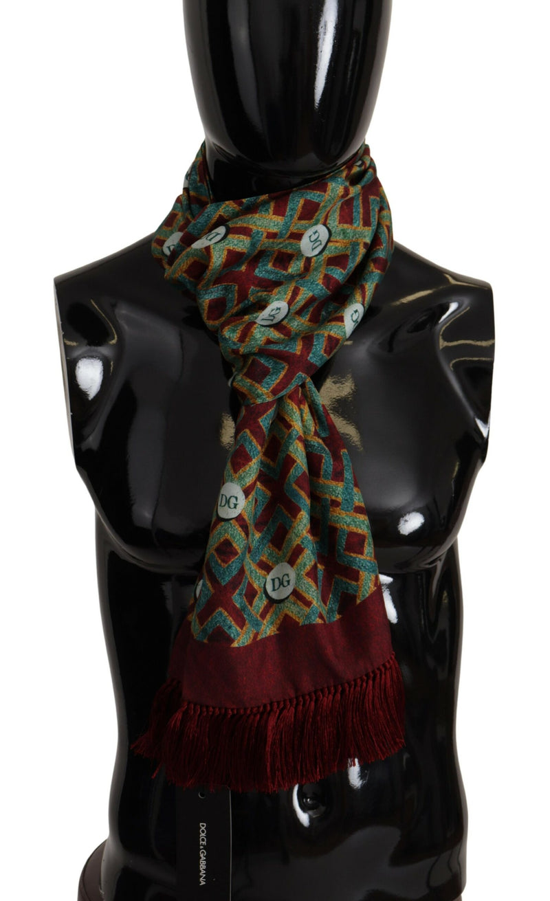Multicolor DG Logo Shawl Warm Neck Wrap Fringe Scarf-Dolce & Gabbana-LabelTerrace.com