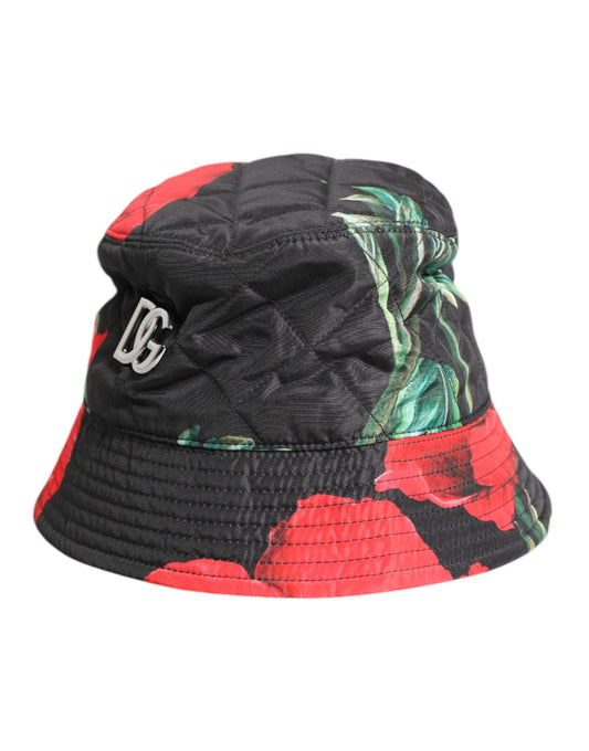 Multicolor DG Plaque Wide Brim Bucket Hat-Dolce & Gabbana-LabelTerrace.com