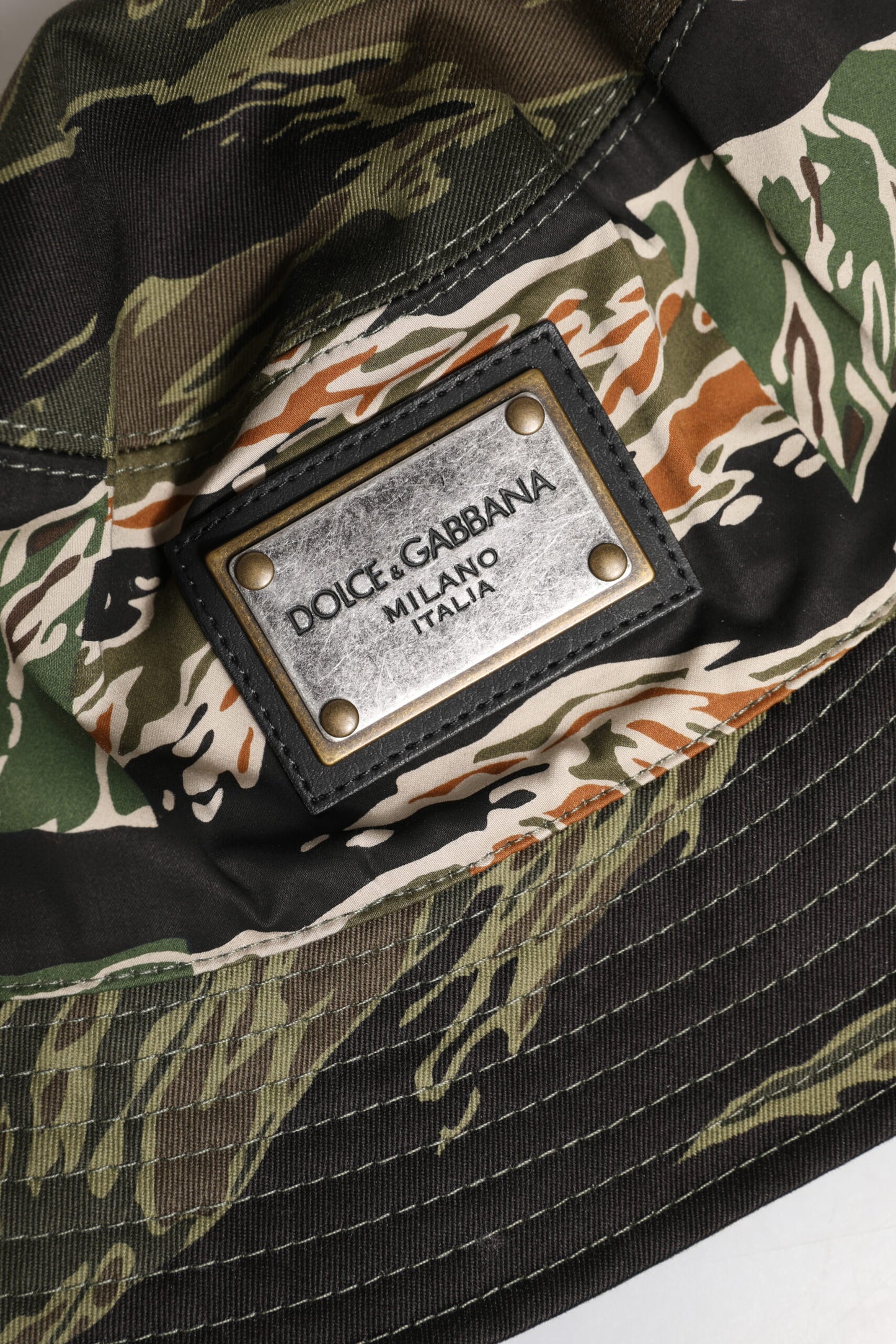 Multicolor DG Plaque Wide Brim Bucket Hat-Dolce & Gabbana-LabelTerrace.com