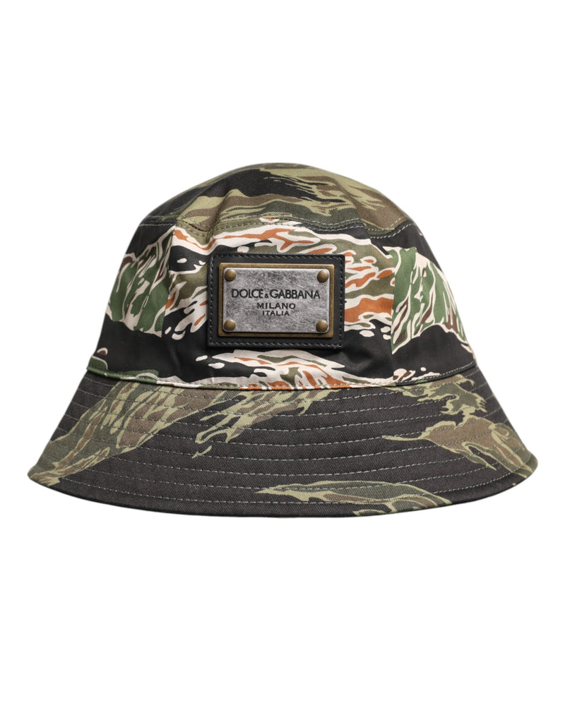 Multicolor DG Plaque Wide Brim Bucket Hat-Dolce & Gabbana-LabelTerrace.com