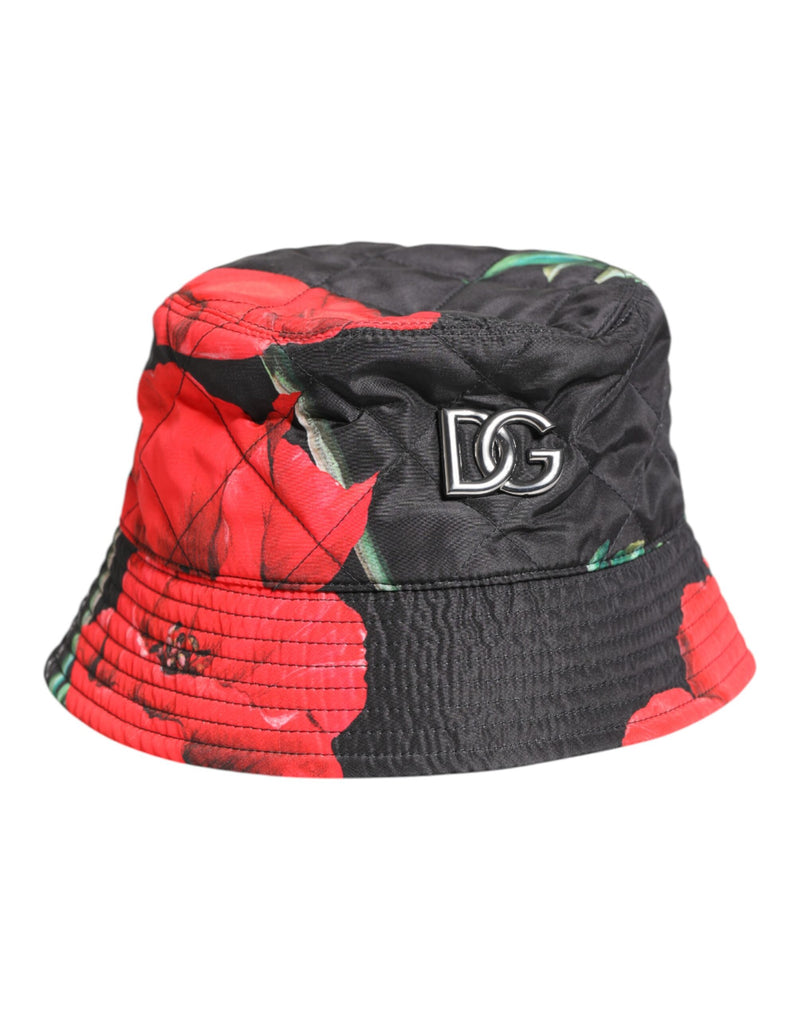 Multicolor DG Plaque Wide Brim Bucket Hat-Dolce & Gabbana-LabelTerrace.com