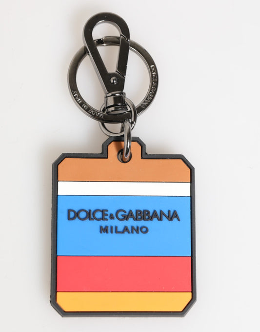 Multicolor DG Rubber Logo Silver Men's Keychain Keyring-Dolce & Gabbana-LabelTerrace.com