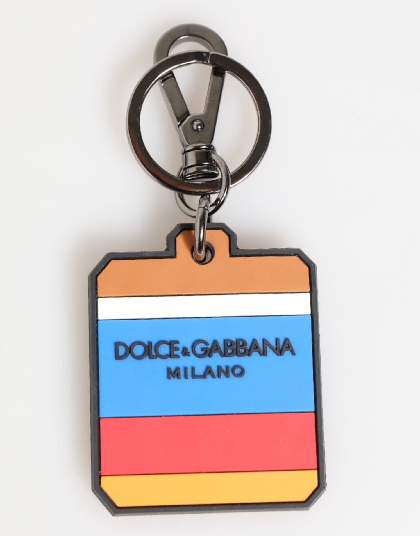 Multicolor DG Rubber Logo Silver Men's Keychain Keyring-Dolce & Gabbana-LabelTerrace.com