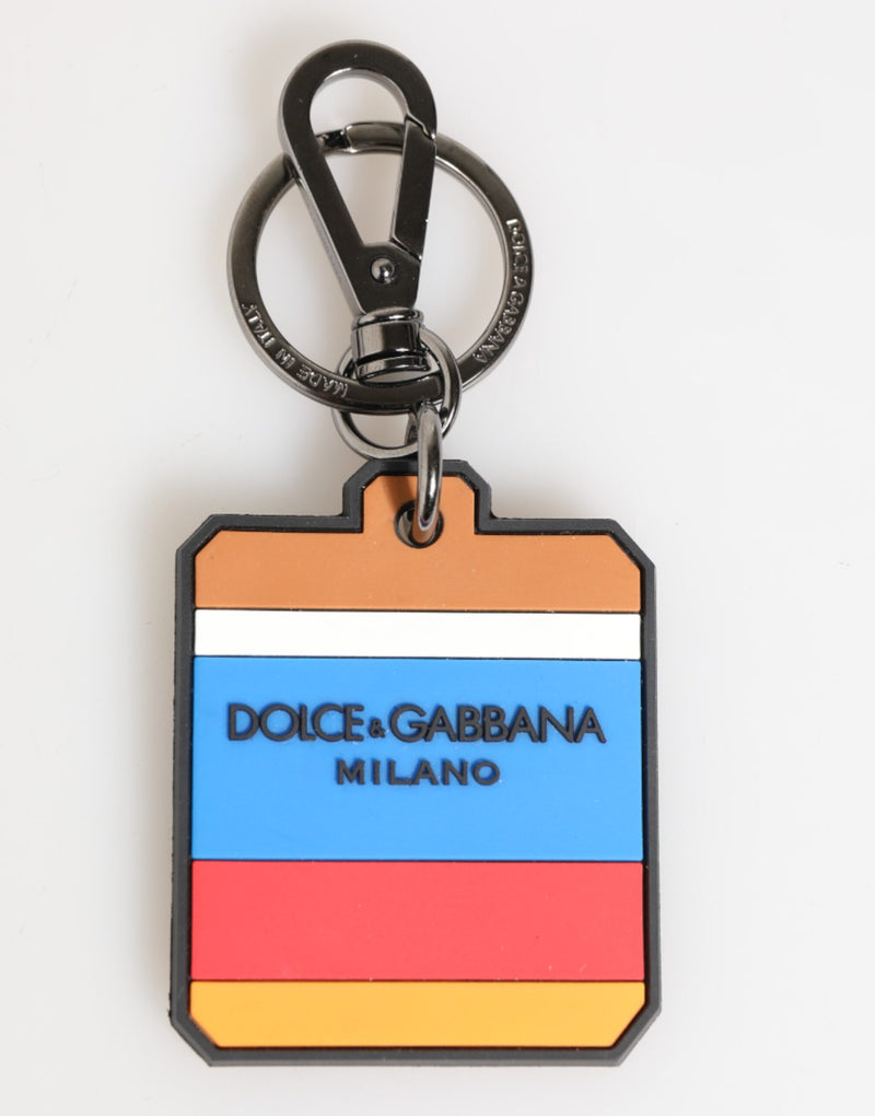 Multicolor DG Rubber Logo Silver Men's Keychain Keyring-Dolce & Gabbana-LabelTerrace.com