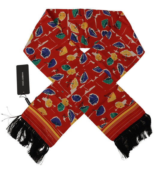 Multicolor DG Umbrellas Print Shawl Fringe Scarf-Dolce & Gabbana-LabelTerrace.com