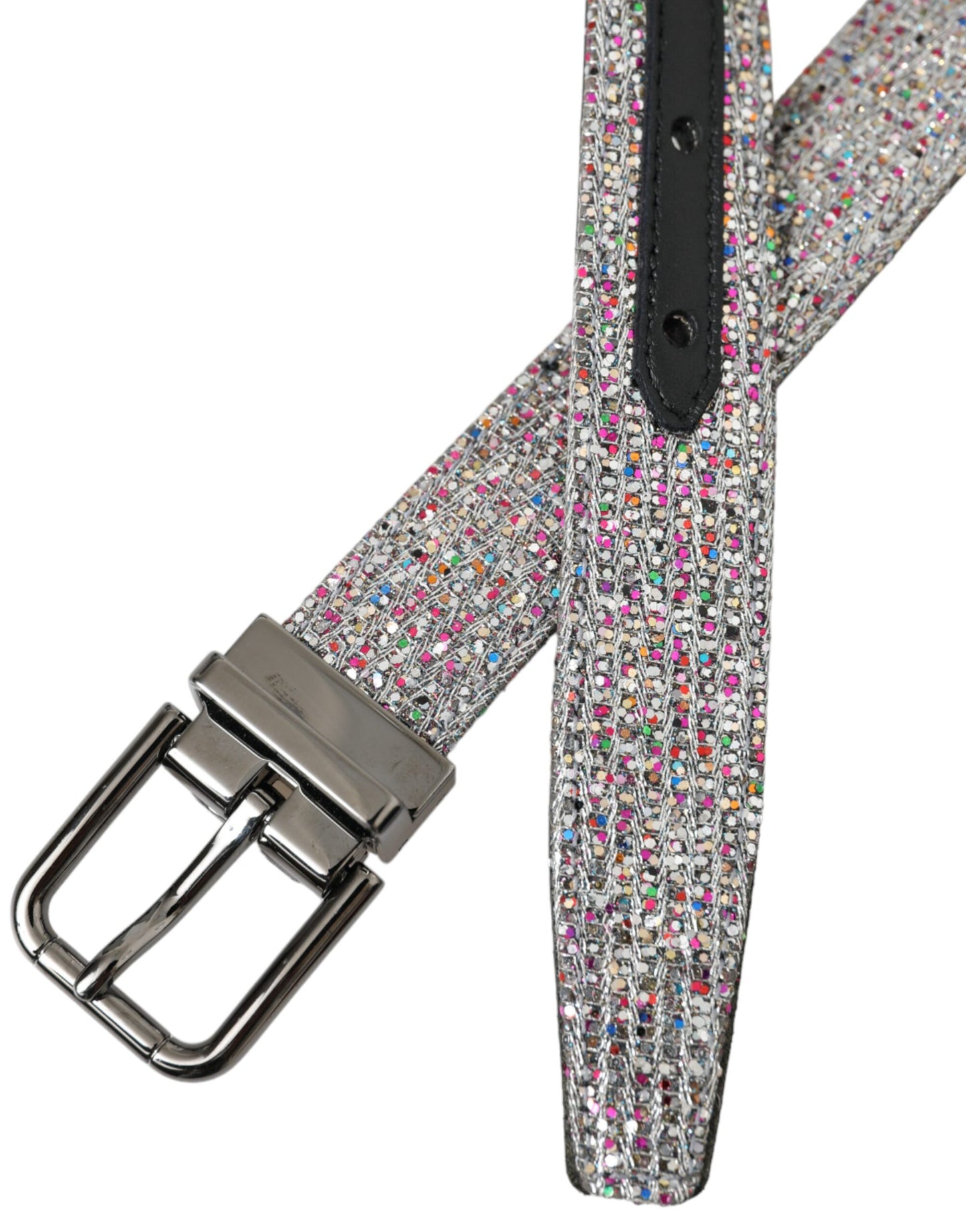 Multicolor Embellished Silver Metal Buckle Belt-Dolce & Gabbana-LabelTerrace.com