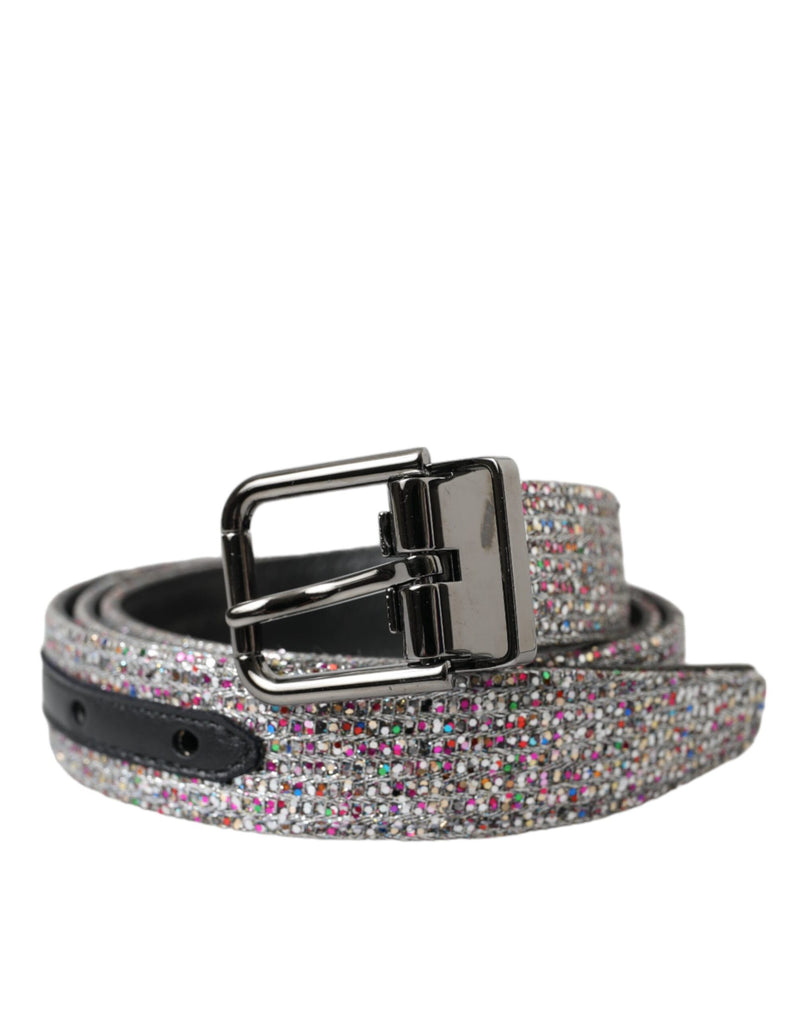 Multicolor Embellished Silver Metal Buckle Belt-Dolce & Gabbana-LabelTerrace.com