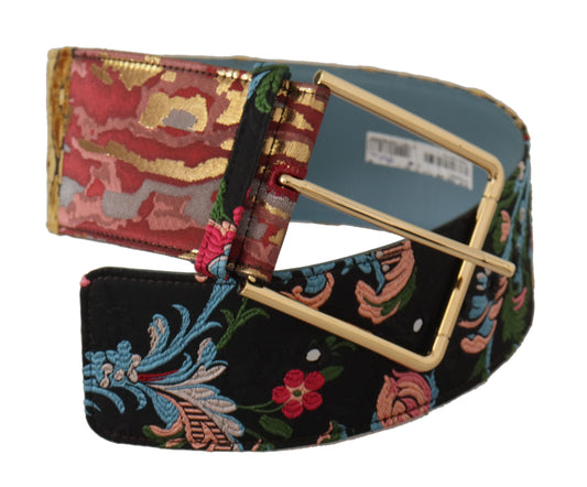 Multicolor Embroidered Leather Gold Metal Buckle Belt-Dolce & Gabbana-LabelTerrace.com