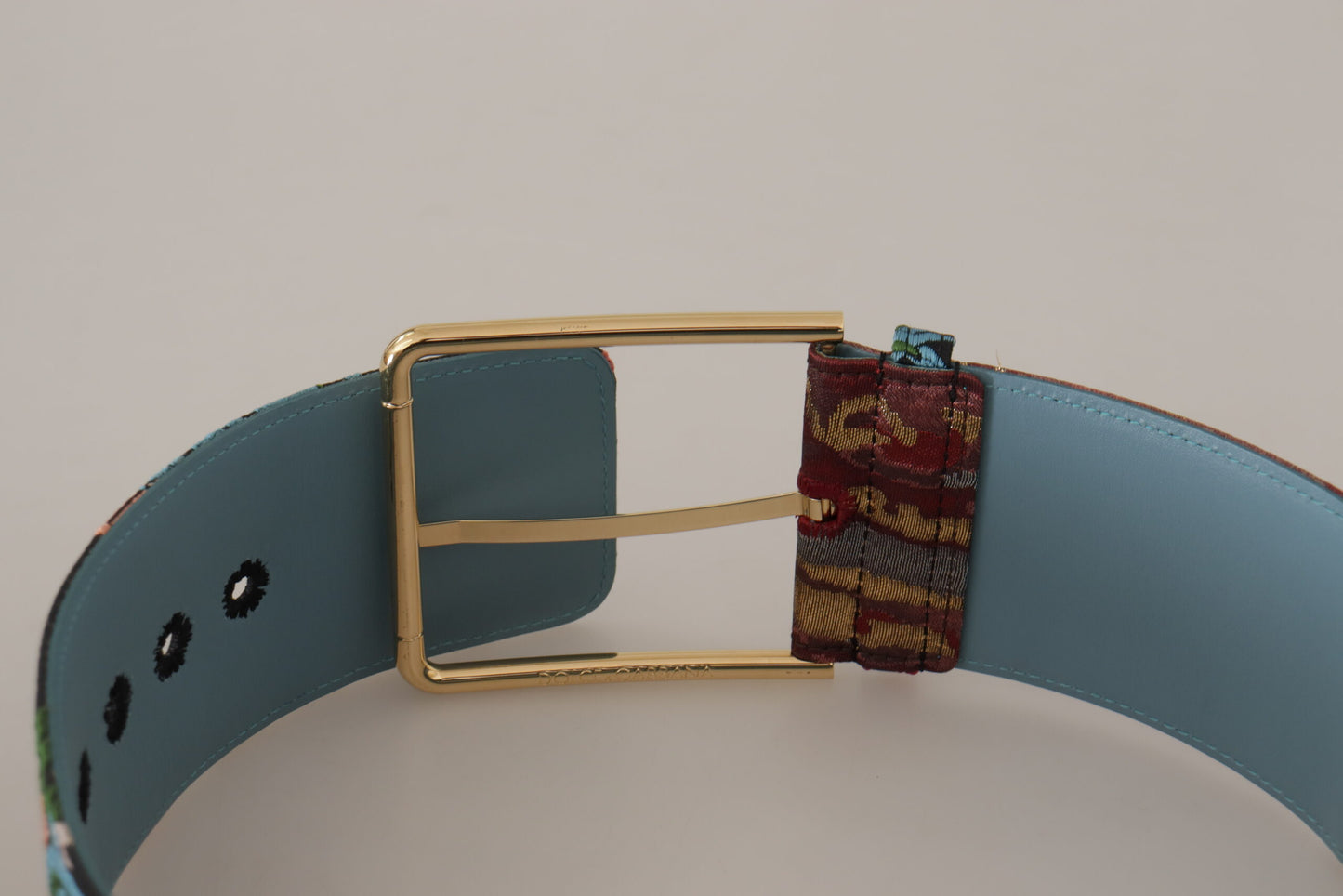 Multicolor Embroidered Leather Gold Metal Buckle Belt-Dolce & Gabbana-LabelTerrace.com