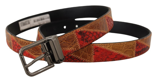 Multicolor Exotic Vintage Chrome Buckle Belt-Dolce & Gabbana-LabelTerrace.com