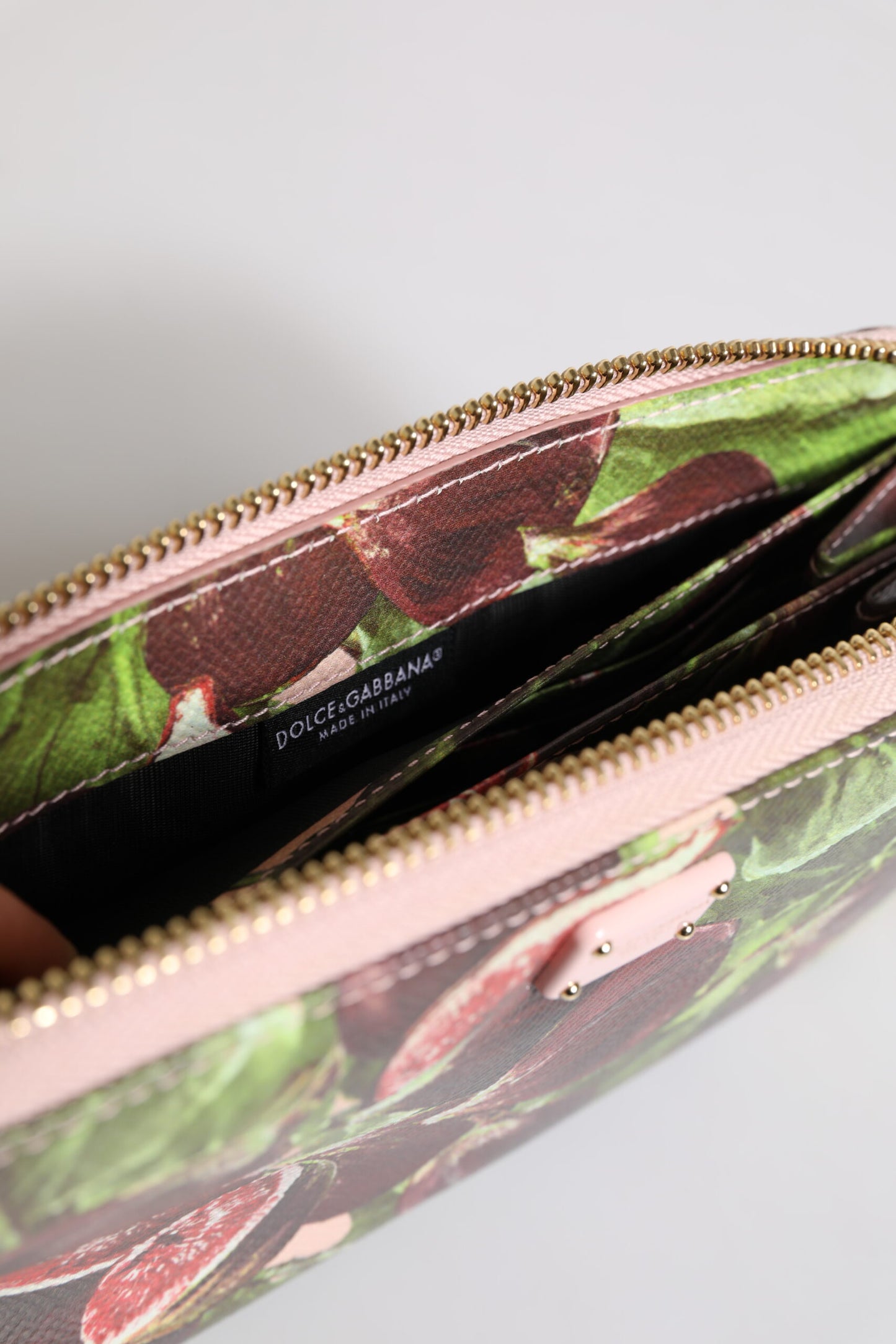Multicolor Fig Fruit Dauphine Leather Zip Around Continental Wallet-Dolce & Gabbana-LabelTerrace.com