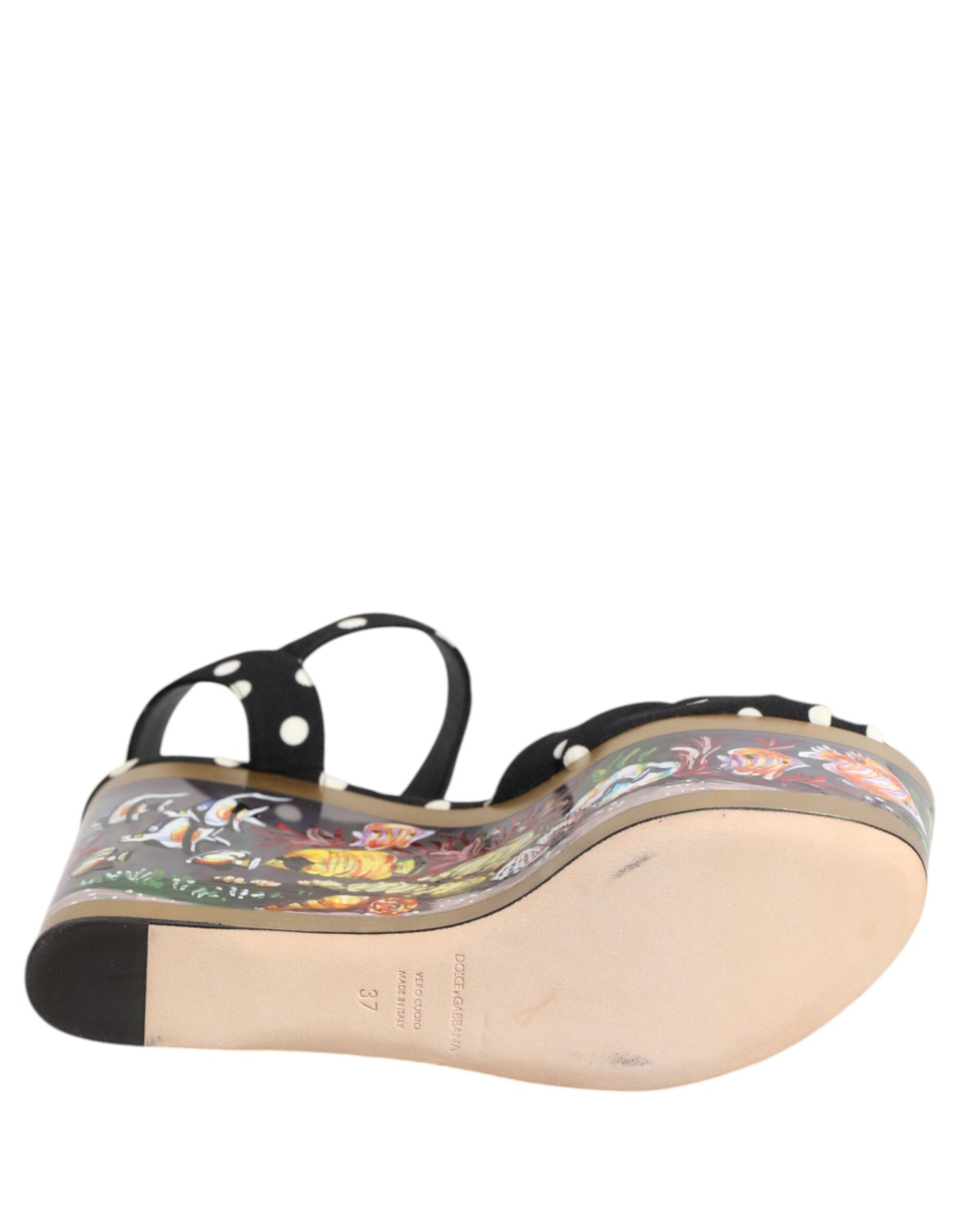 Multicolor Fish Polka Dot Wedge Sandals Shoes-Dolce & Gabbana-LabelTerrace.com