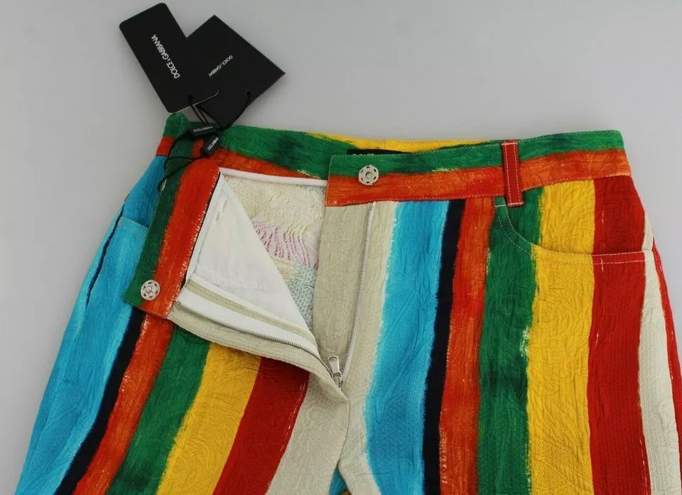 Multicolor Flared Riga Pittorica Pants-Dolce & Gabbana-LabelTerrace.com