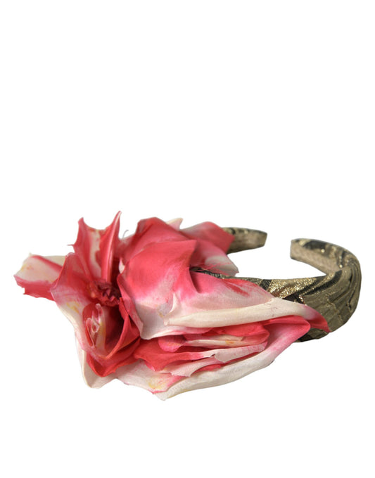 Multicolor Floral Applique Silk Women Headband Diadem-Dolce & Gabbana-LabelTerrace.com