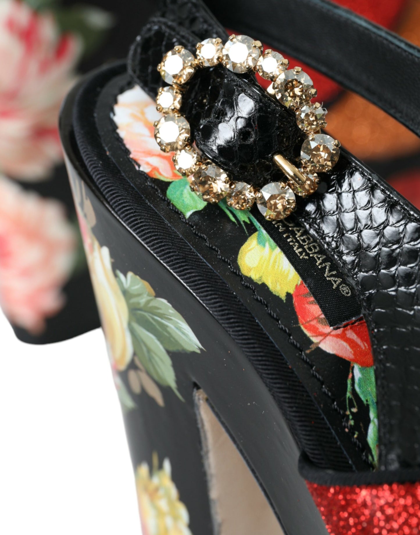 Multicolor Floral Crystal Platform Sandals Shoes-Dolce & Gabbana-LabelTerrace.com