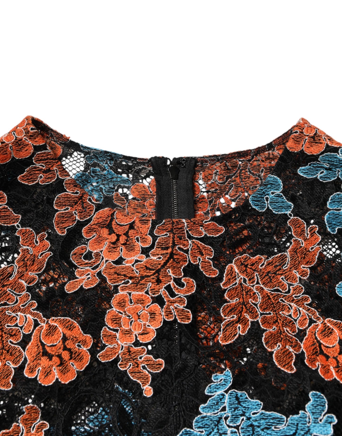 Multicolor Floral Embroidery Shift Mini Dress-Dolce & Gabbana-LabelTerrace.com