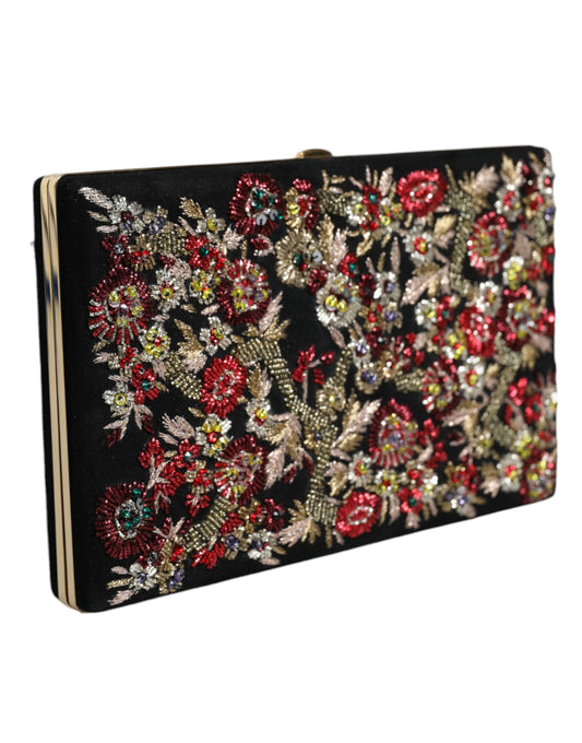 Multicolor Floral Gold Frame Clutch Evening Purse Bag-Dolce & Gabbana-LabelTerrace.com