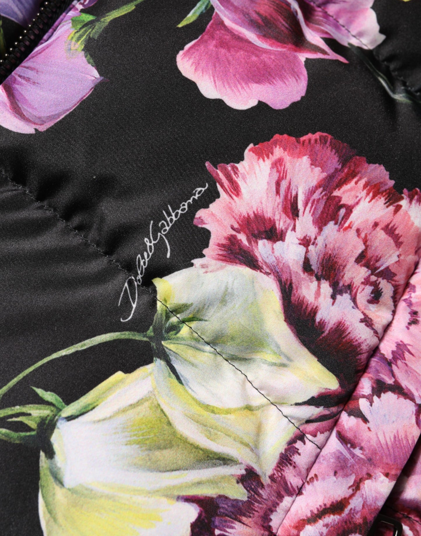 Multicolor Floral Hooded Puffer Quilted Jacket-Dolce & Gabbana-LabelTerrace.com