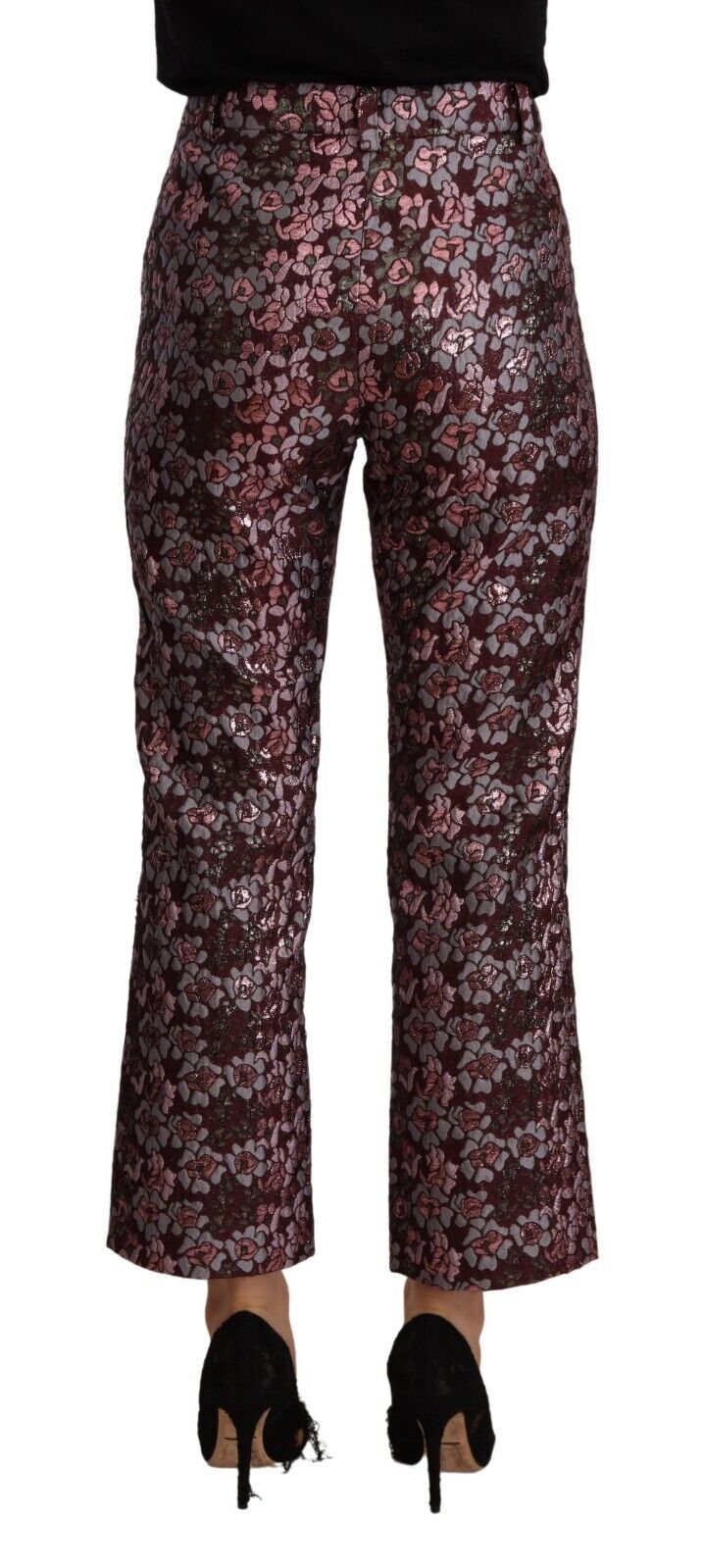 Multicolor Floral Jacquard Flared Cropped Pants-House of Holland-LabelTerrace.com