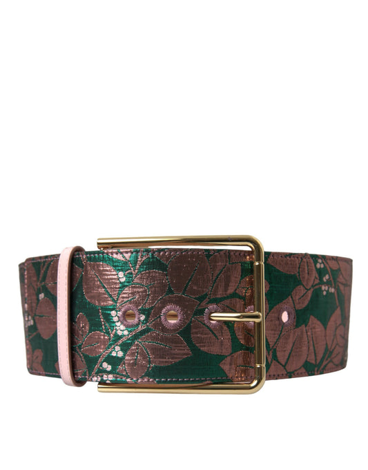 Multicolor Floral Jacquard Lurex Gold Buckle Belt-Dolce & Gabbana-LabelTerrace.com