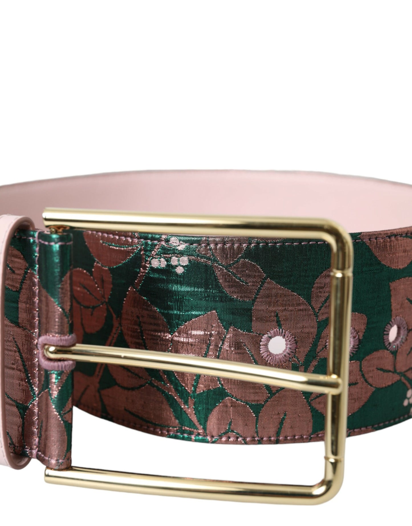Multicolor Floral Jacquard Lurex Gold Buckle Belt-Dolce & Gabbana-LabelTerrace.com