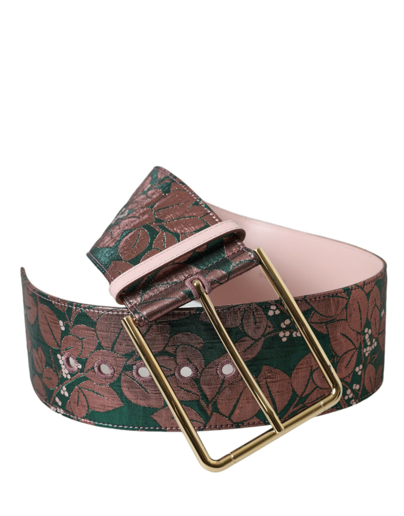 Multicolor Floral Jacquard Lurex Gold Buckle Belt-Dolce & Gabbana-LabelTerrace.com