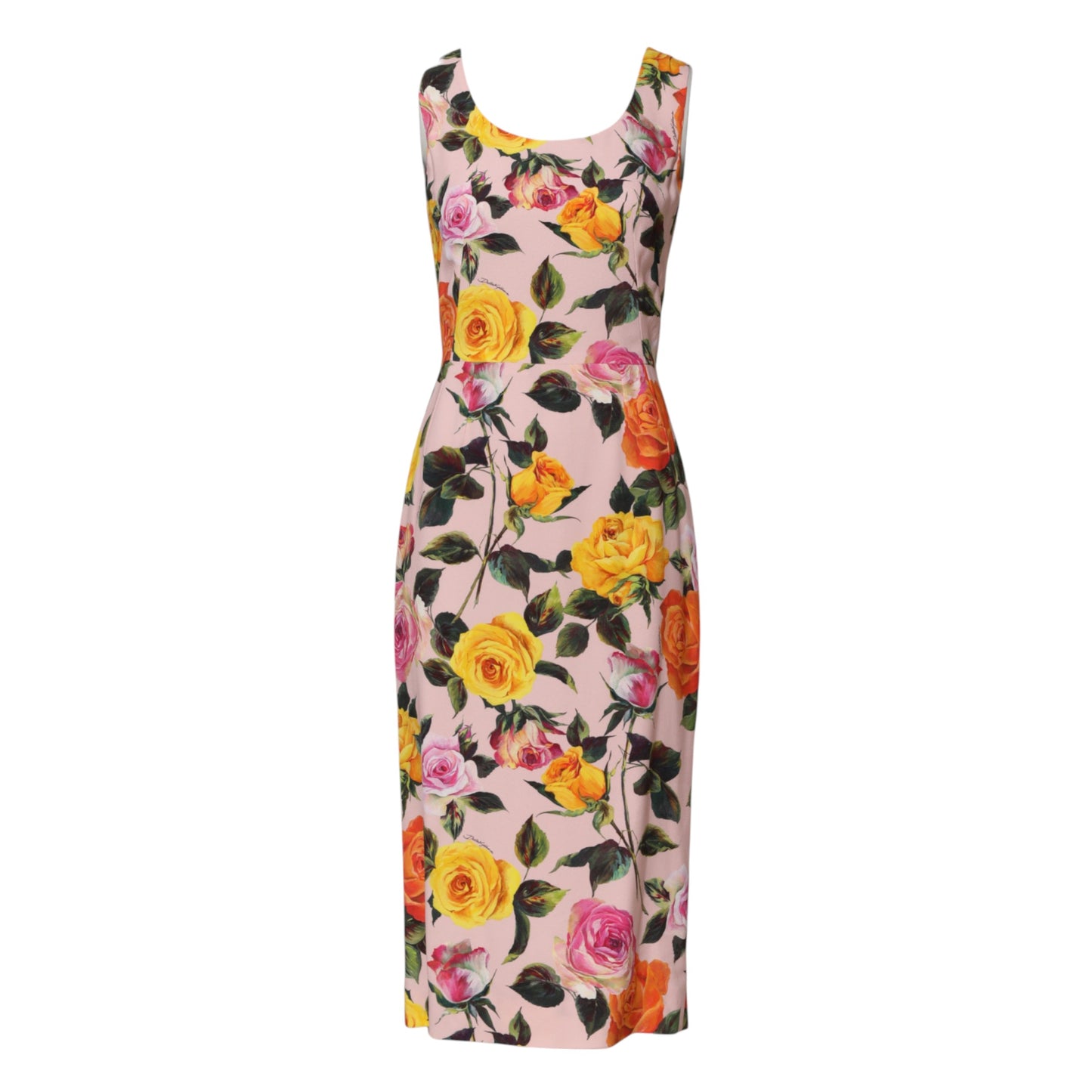 Multicolor Floral Knee Length Sheath Dress-Dolce & Gabbana-LabelTerrace.com