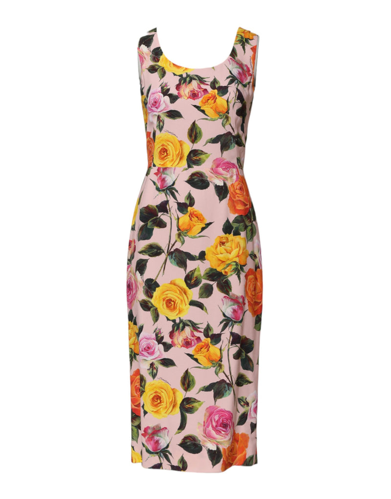 Multicolor Floral Knee Length Sheath Dress-Dolce & Gabbana-LabelTerrace.com