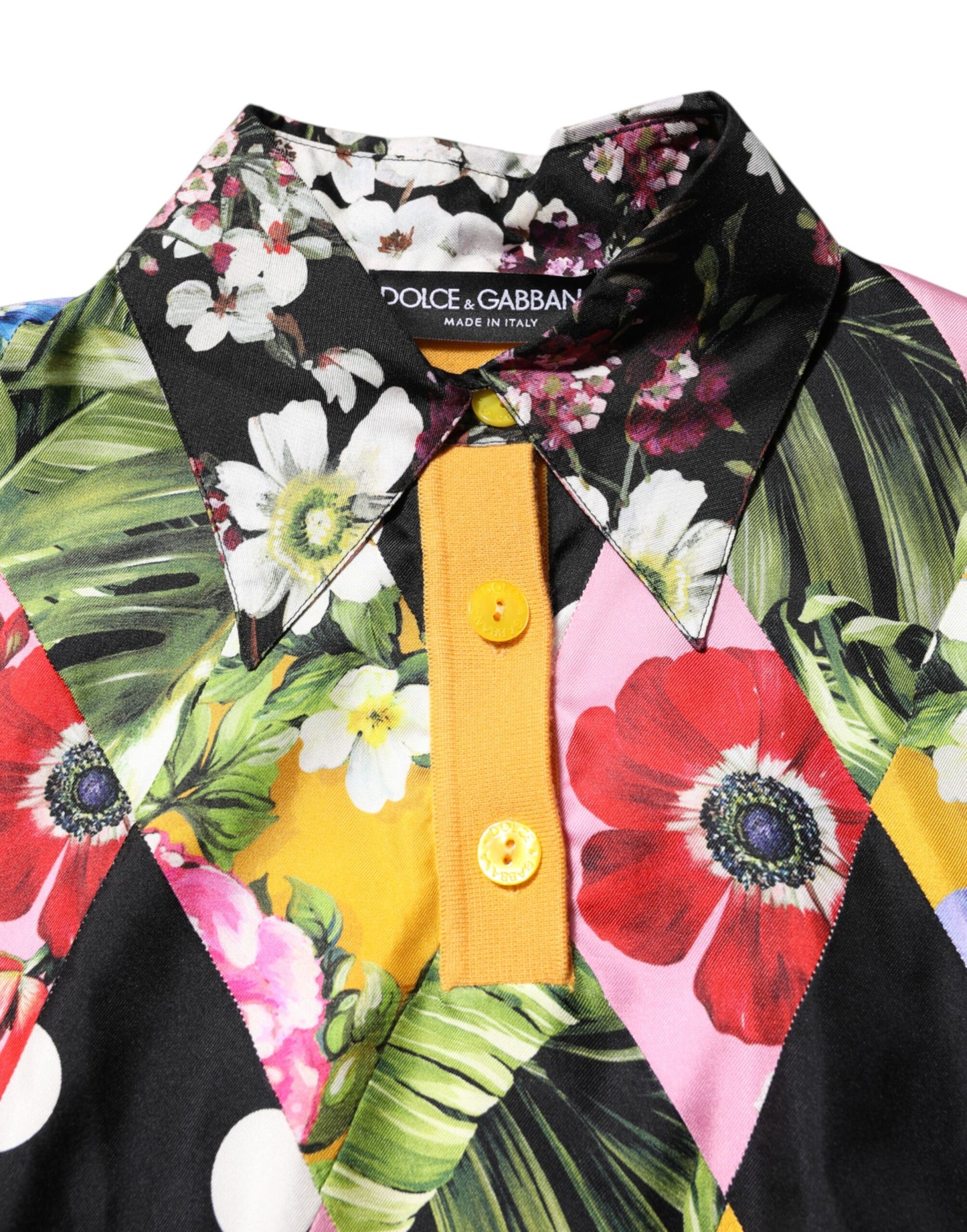 Multicolor Floral Long Sleeves Polo Top-Dolce & Gabbana-LabelTerrace.com