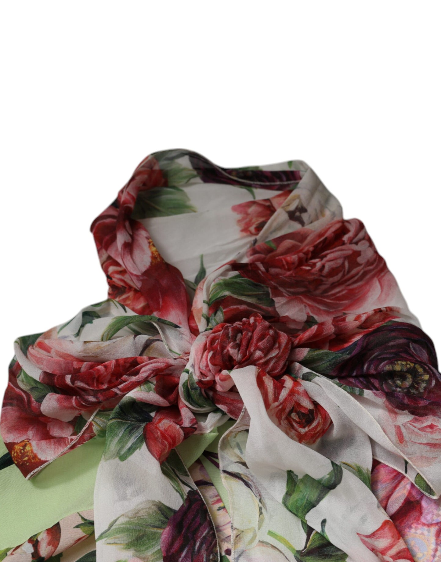 Multicolor Floral Patchwork Ascot Collar Top-Dolce & Gabbana-LabelTerrace.com