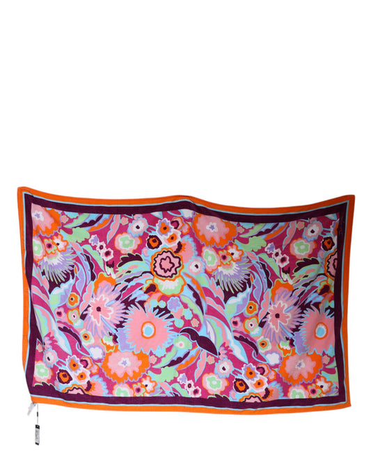 Multicolor Floral Print Cotton Beach Towel-Dolce & Gabbana-LabelTerrace.com
